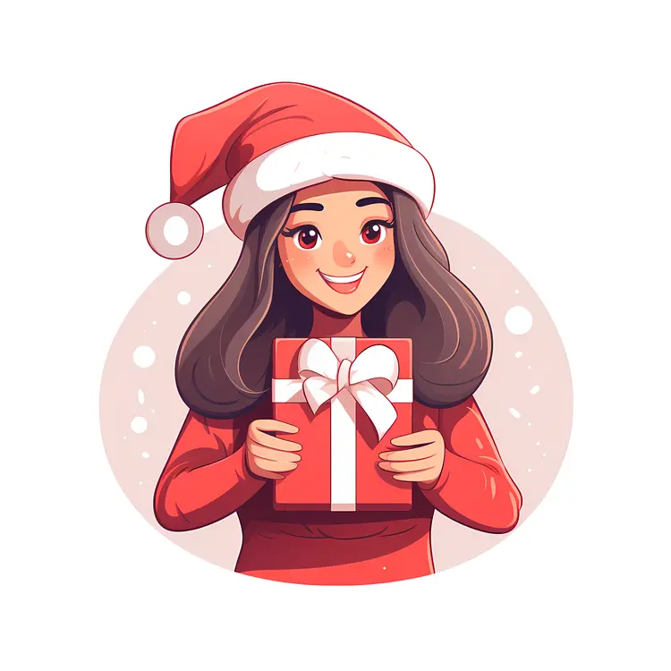 Girl with Christmas Gift