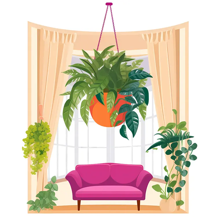 Hanging Plant in Living Room