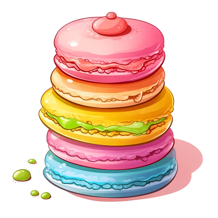 Tall Stack of Colorful Macarons