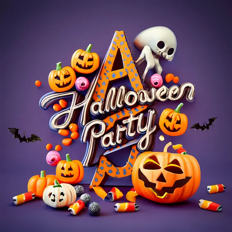 Halloween Party with Pumpkins and Candy
