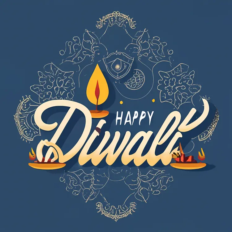 Happy Diwali with Lamps and Decorations