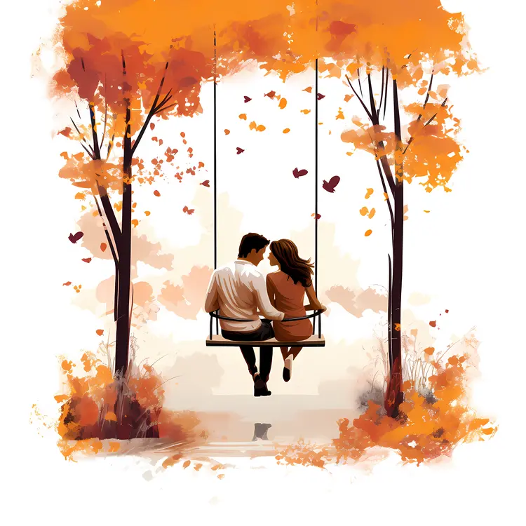 Couple on Swing in Autumn