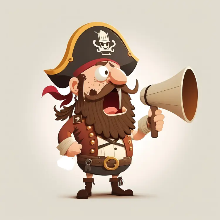 Cartoon Pirate with Megaphone