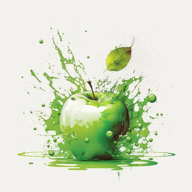 Green Apple with Splash Effect