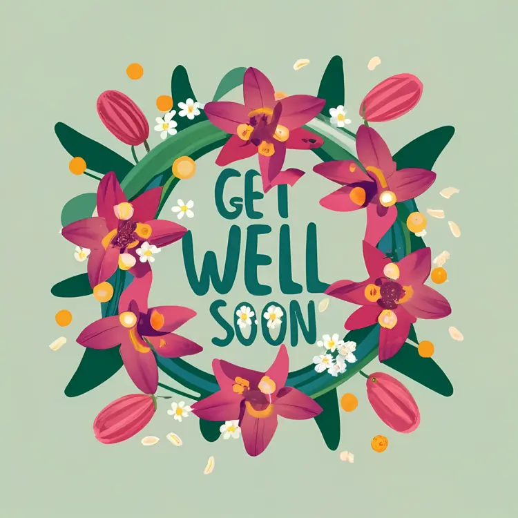 Get Well Soon Card with Pink Flowers