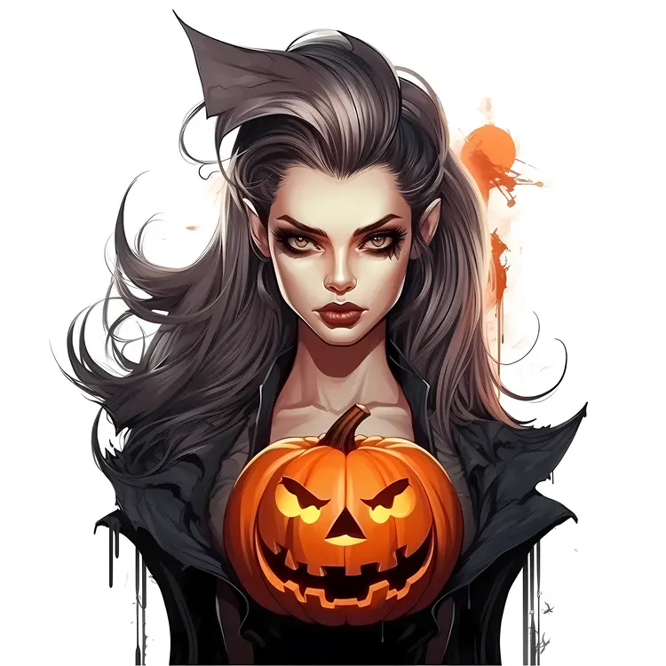 Vampire Holding a Pumpkin
