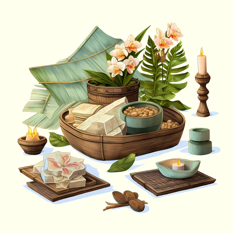 Spa Items with Candles and Towels