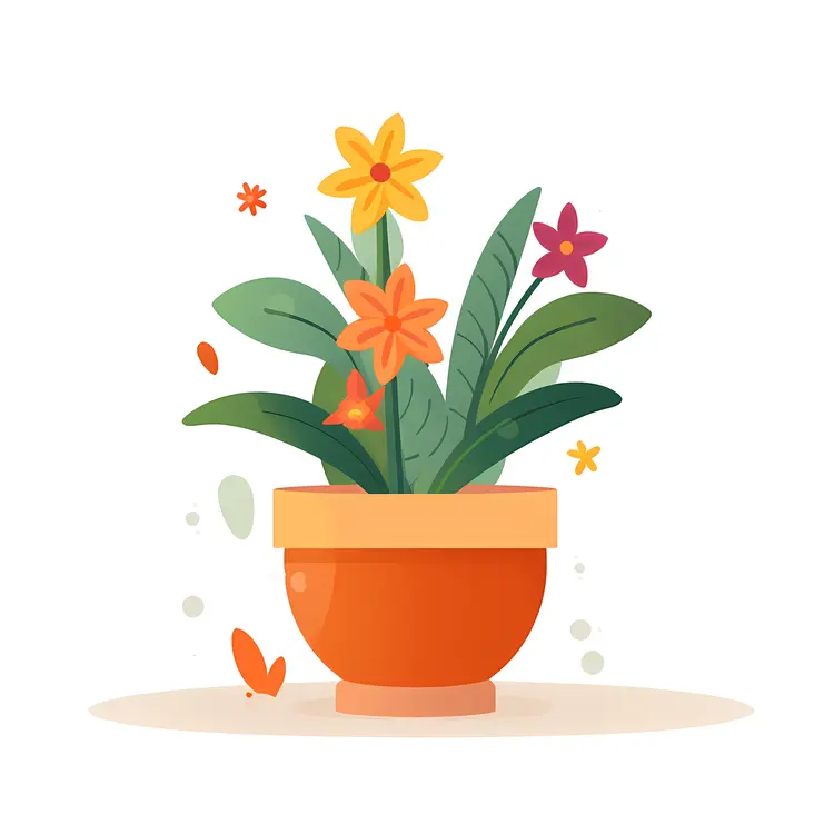Beautiful Flower Pot with Colorful Flowers