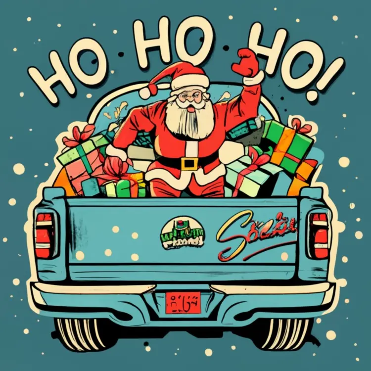 Santa on Truck with Gifts