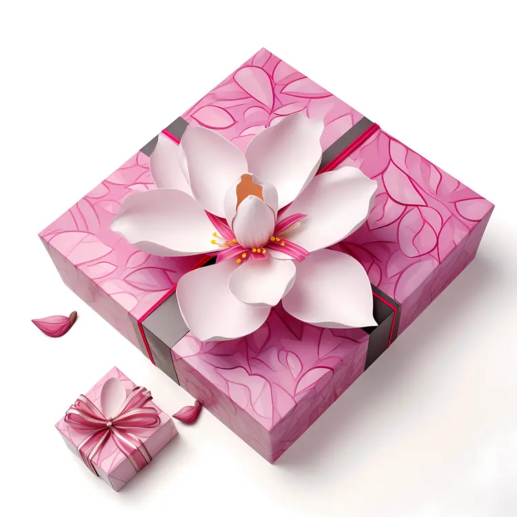 Elegant Pink Gift Box with Flower Decoration