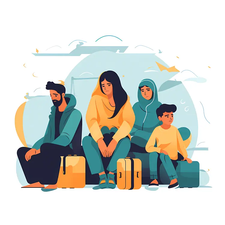 Family Resting with Luggage