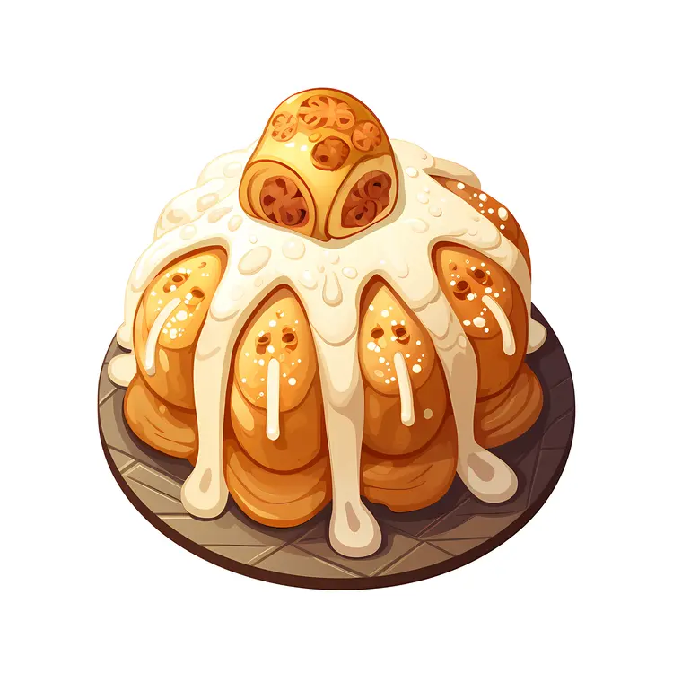 Golden Decorated Bread with Intricate Patterns