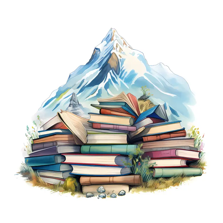 Books and Mountain Illustration for World Book Day