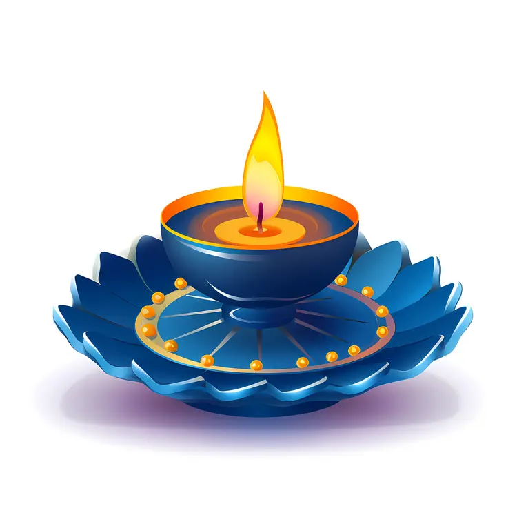 Blue Diya Lamp for Diwali Celebration