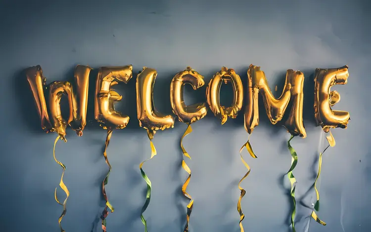 Gold Welcome Balloons with Strings