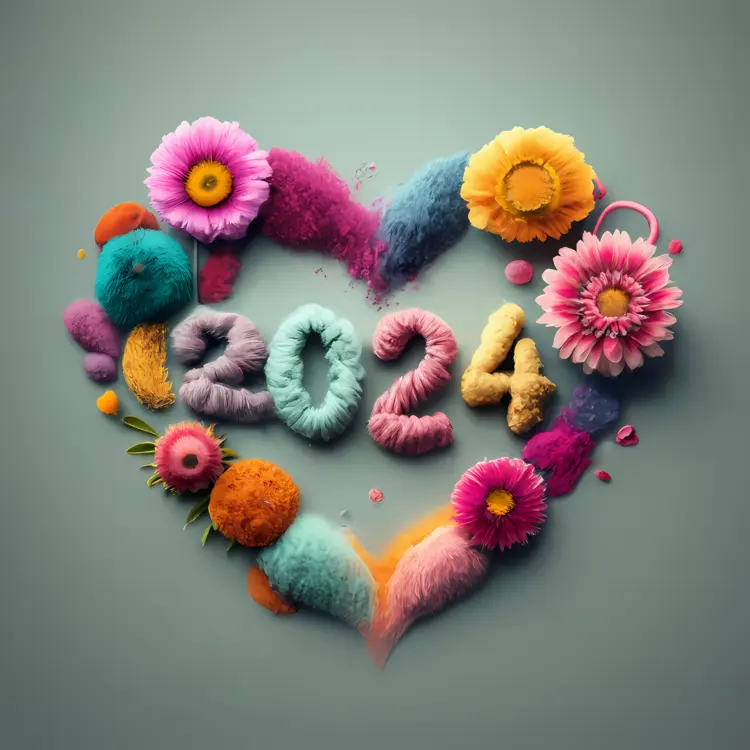 2024 Text with Flowers and Heart