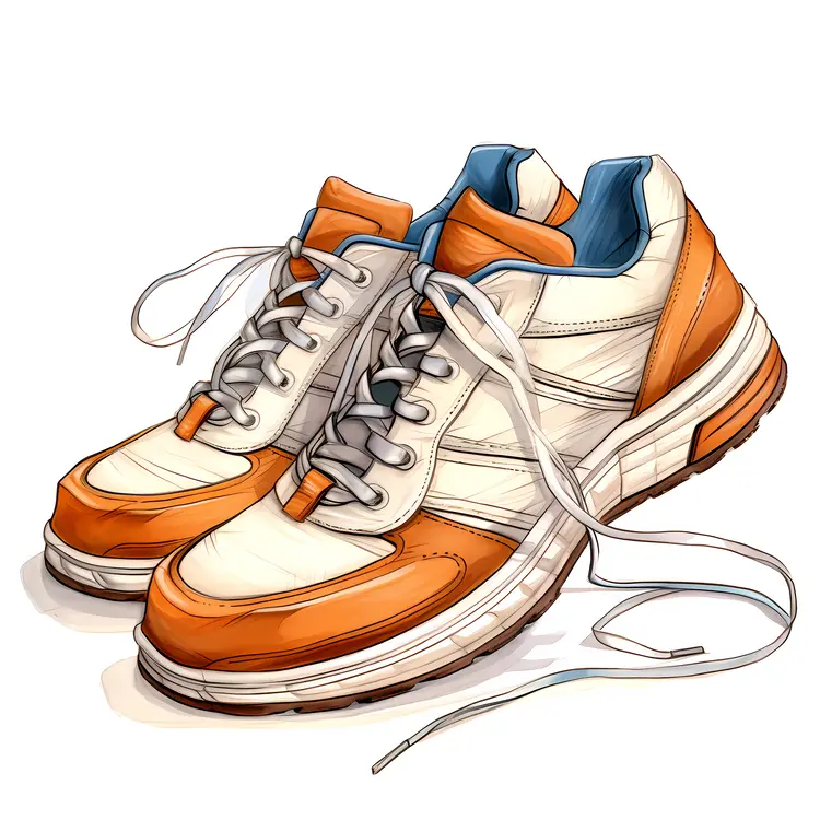 Orange and White Casual Sneakers with Blue Interior