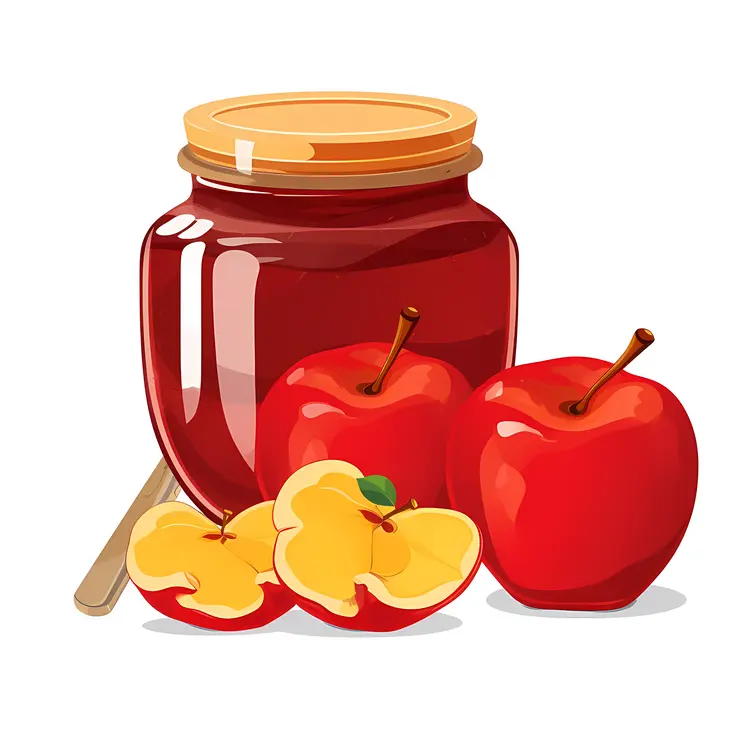 Jar of Honey with Apples Illustration