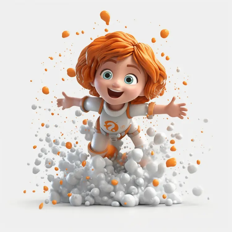 Happy Cartoon Character with Orange Hair