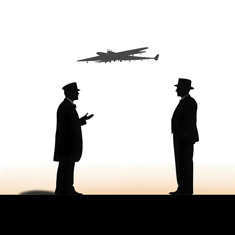Two Men Silhouette with Aircraft