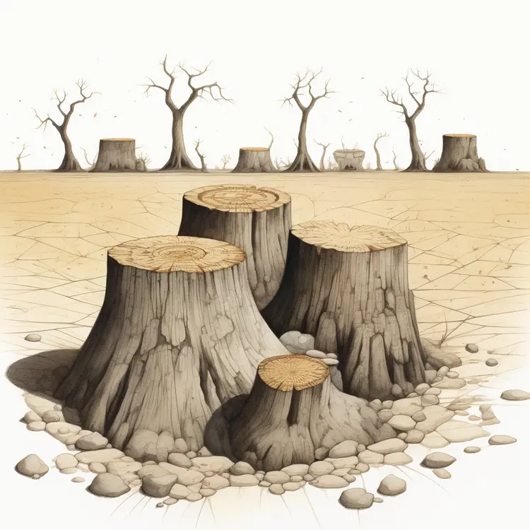 Tree Stumps in a Barren Landscape