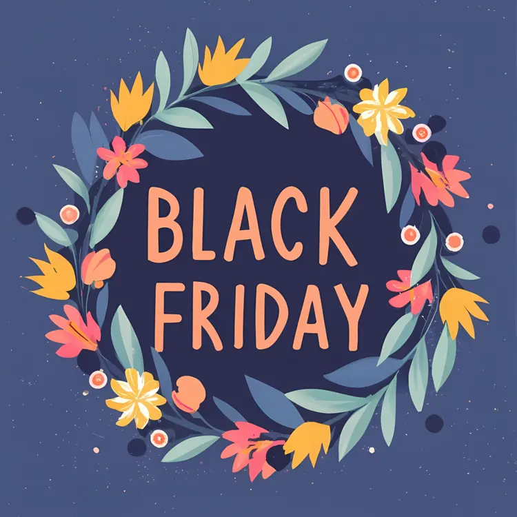 Black Friday Floral Wreath Illustration