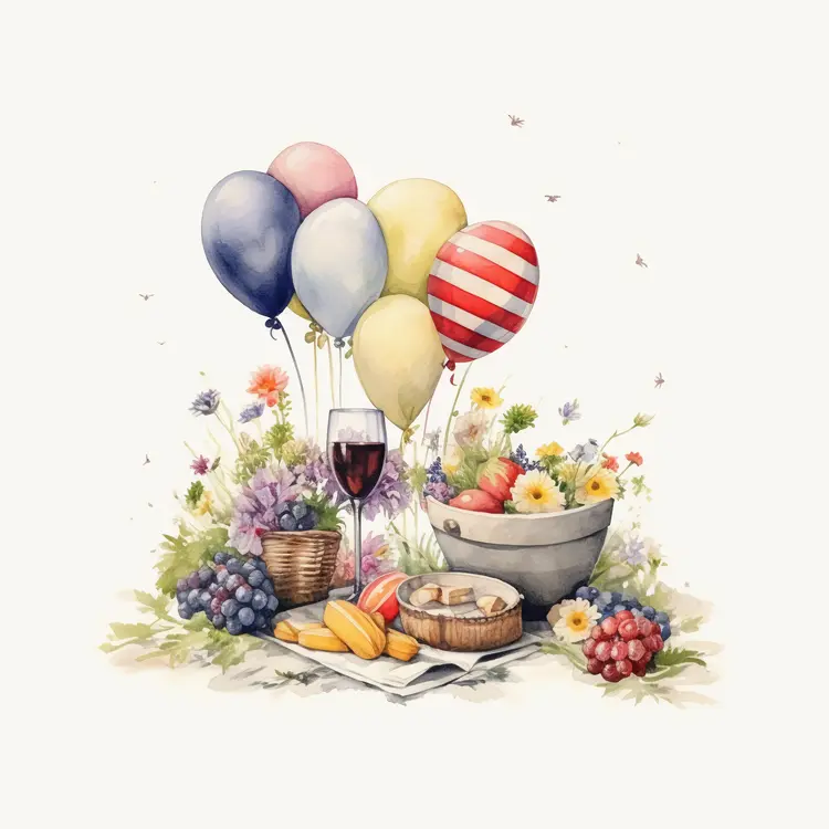Festive Balloons with Picnic Setup