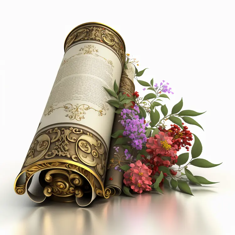 Ornate Vintage Scroll with Floral Decoration