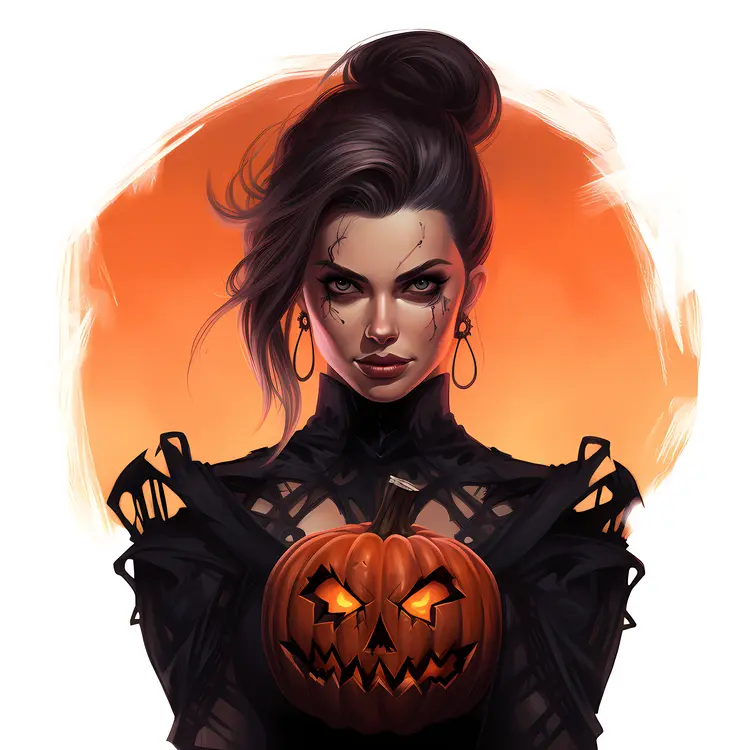 Woman Holding a Pumpkin