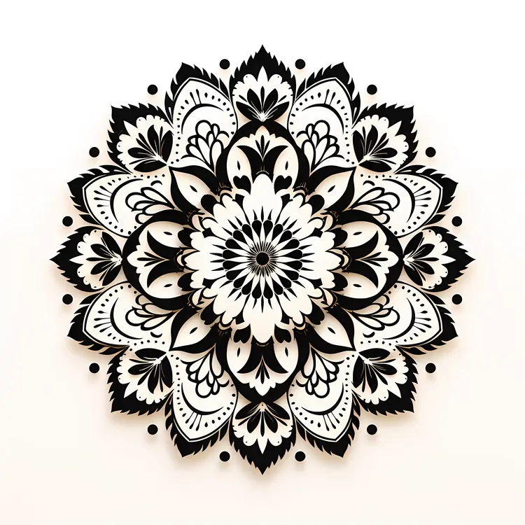 Black and White Mandala Art