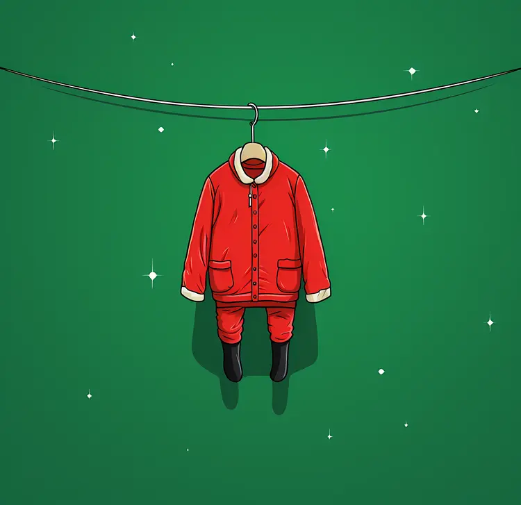 Red Santa Claus Suit on Hanger