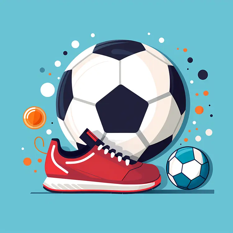 Soccer Ball and Red Shoe Illustration