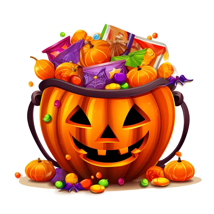 Jack-o'-lantern Filled with Halloween Candy
