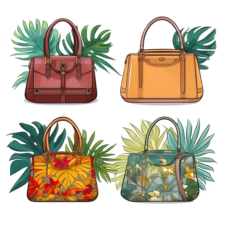 Stylish Handbags with Floral Background