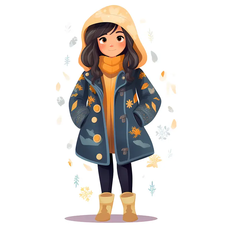 Cute Girl in Blue Winter Coat