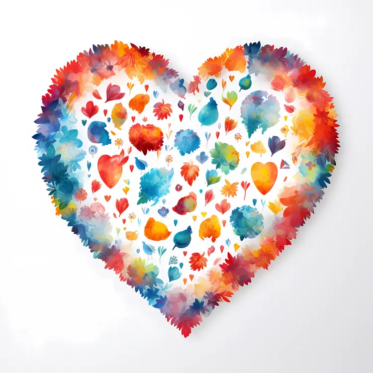 Colorful Heart Made of Flowers