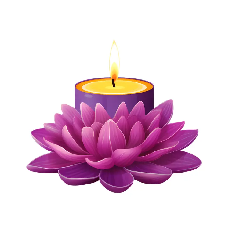 Purple Lotus Candle with Flame