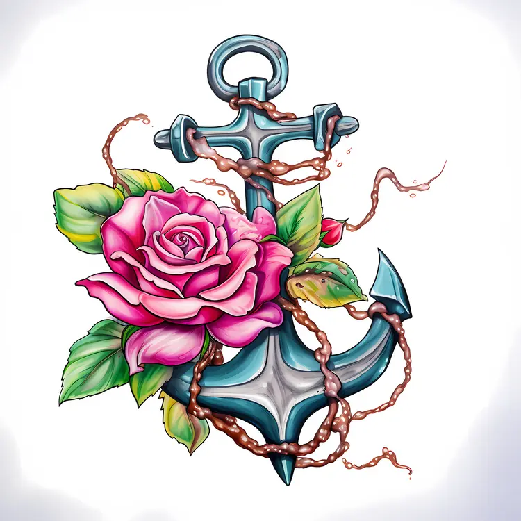Anchor with Roses and Vines