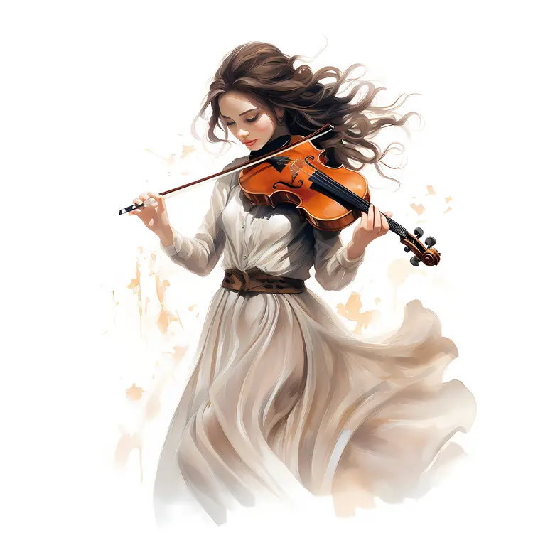 Girl Gracefully Playing Violin