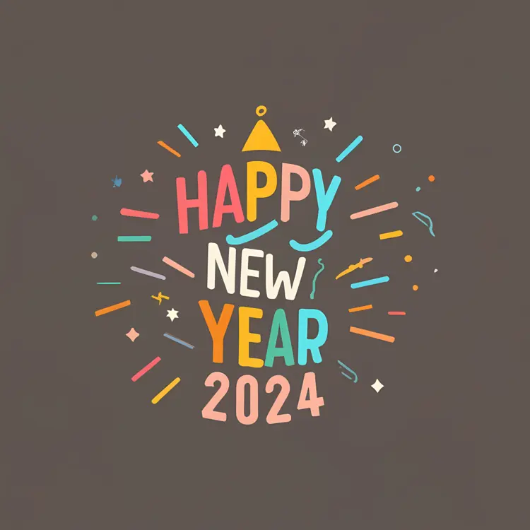 Happy New Year 2024 with Colorful Confetti