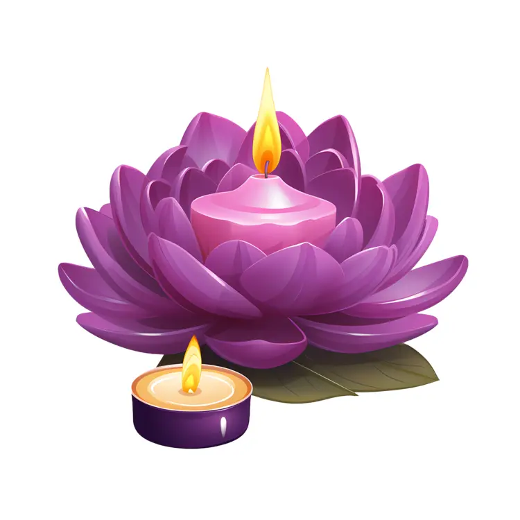 Purple Lotus Candle with Small Tealight