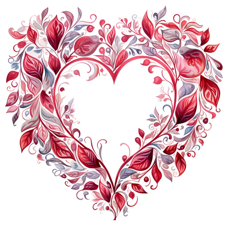 Heart-shaped Floral Frame for Valentine's Day