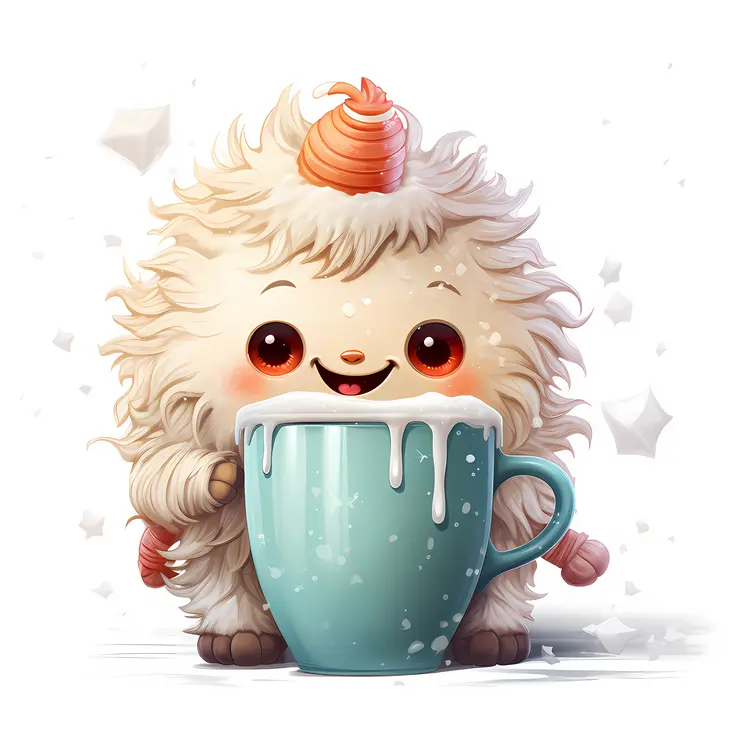 Cute Fluffy Character with a Mug