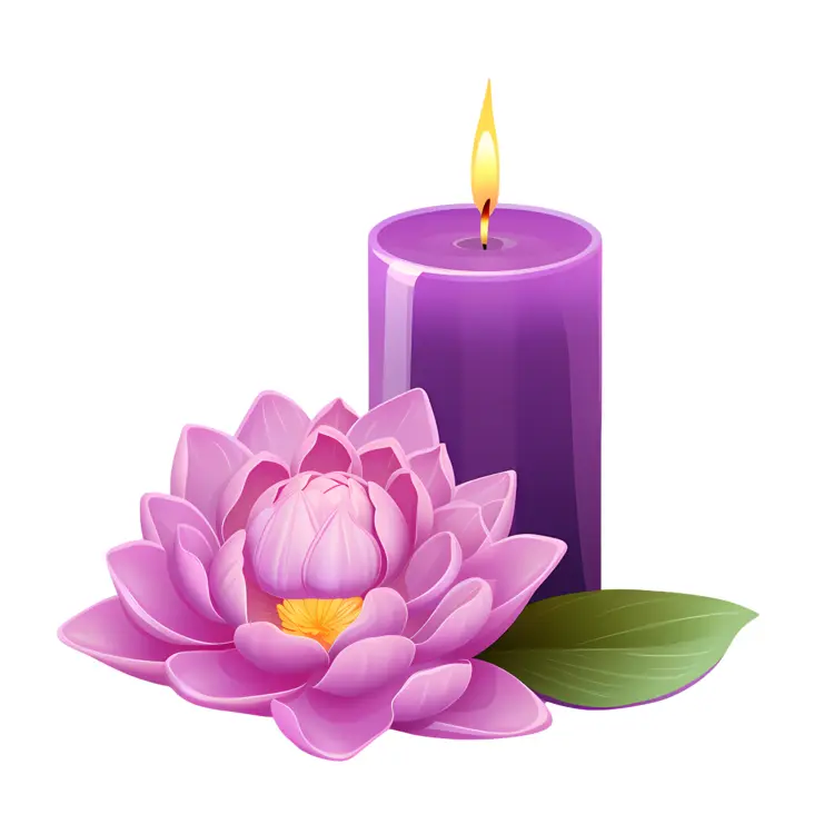 Purple Candle with Pink Lotus Flower