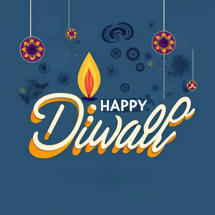 Diwali Lamp with Happy Diwali Text