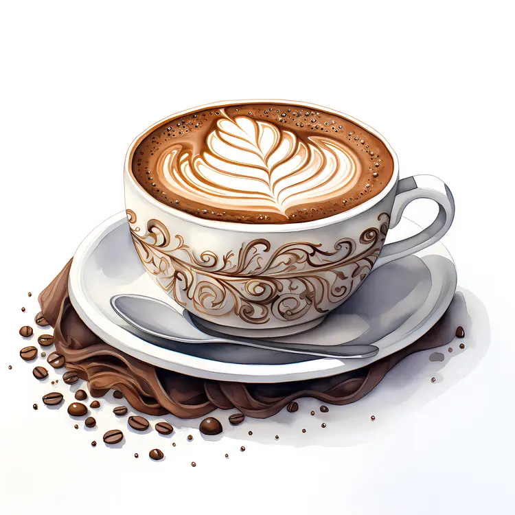 Beautiful Latte Art in Ornate Cup