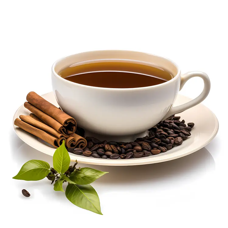 White Cup with Tea and Cinnamon