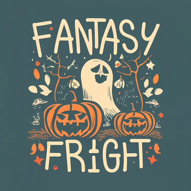 Scary Ghost and Pumpkins for Halloween