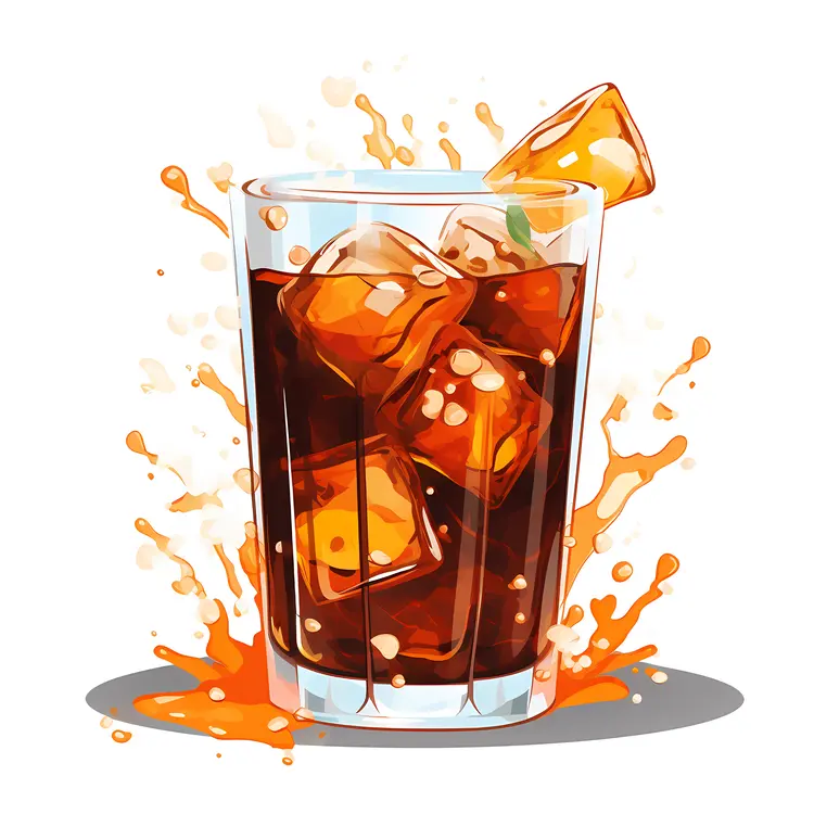 Refreshing Glass of Iced Cola with Splash