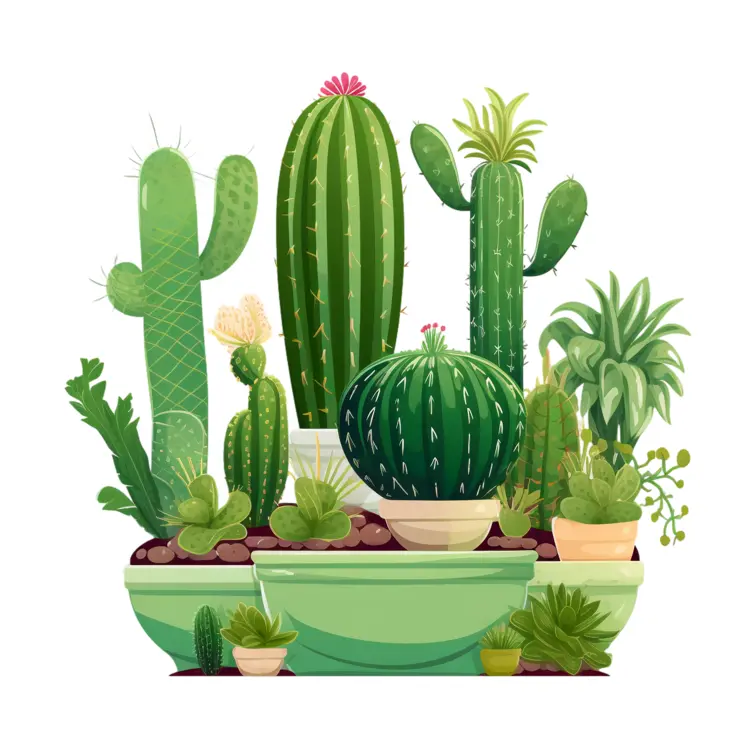 Illustration of a Cactus Garden